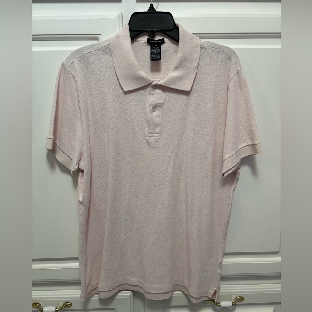 Club Monaco Light Pink Short Sleeve Polo Shirt Men’s Size L